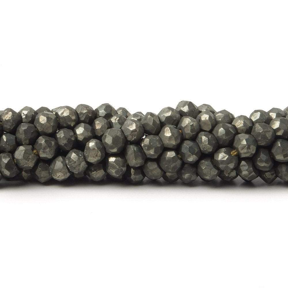 3.5 mm Matte Pyrite Faceted Rondelle 13.25 inch 139 beads - Beadsofcambay.com