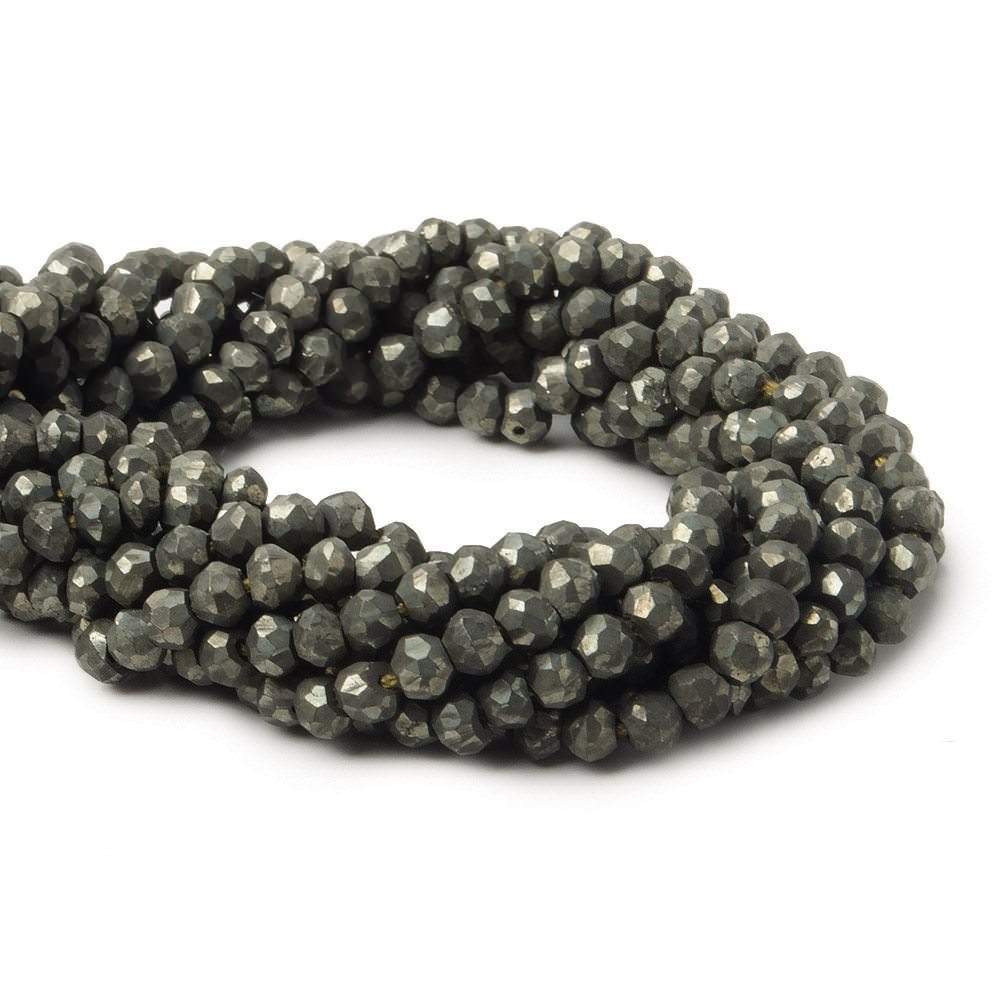 3.5 mm Matte Pyrite Faceted Rondelle 13.25 inch 139 beads - Beadsofcambay.com