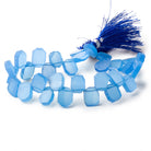 9x8-11x7mm Santorini Blue Chalcedony top drilled plain nugget 8 inch 31 beads view 1