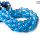 12x8mm Santorini Blue Chalcedony straight drilled faceted tear drop beads 8 inch 17 large hole beads View 1