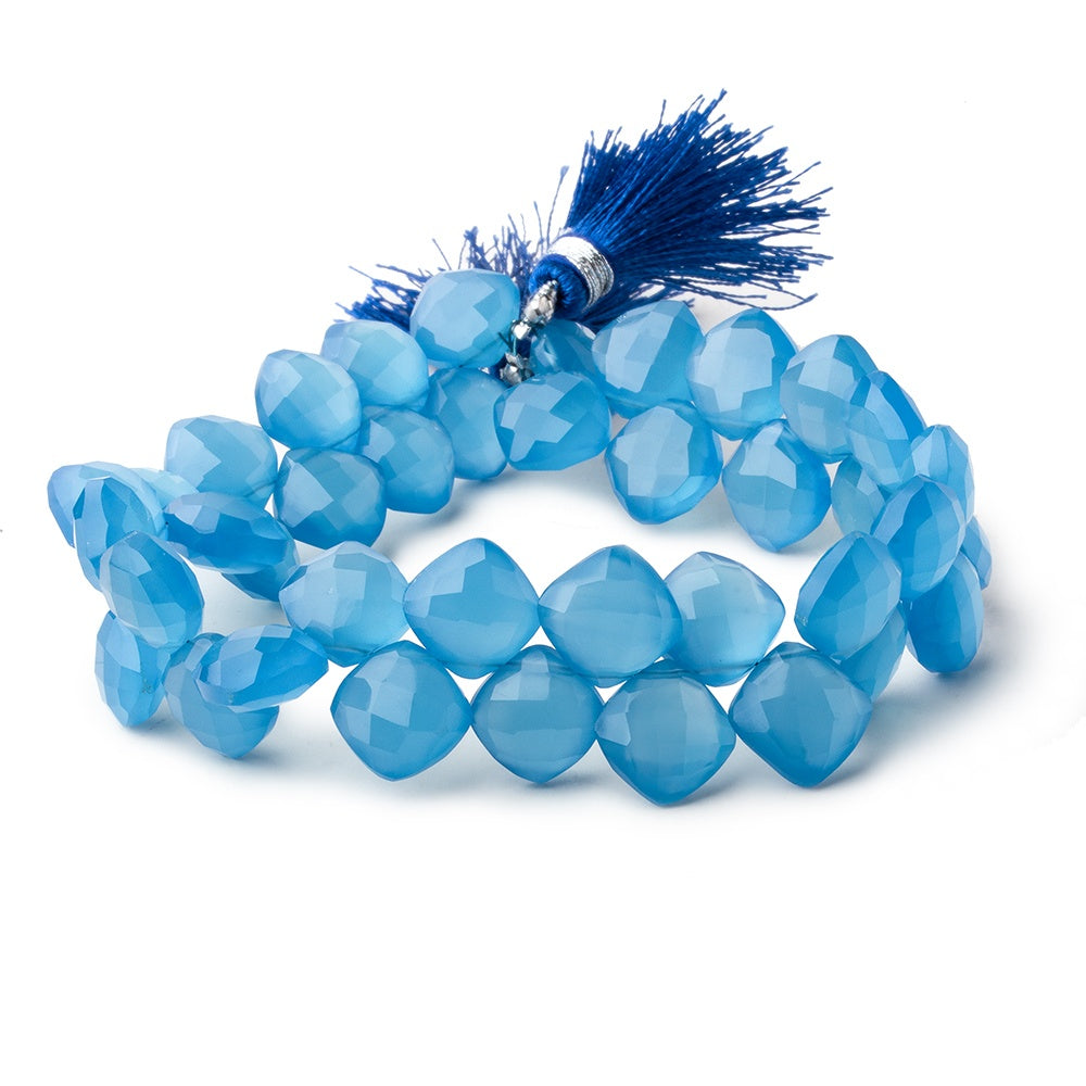 9x9mm Santorini Blue Chalcedony faceted pillows 8 inch 40 beads view 1