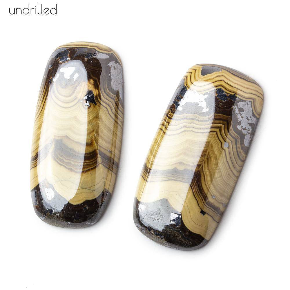 Schalenblende plain rectangle Cabochon no drill hole 41x20x6mm 1 piece - BeadsofCambay.com