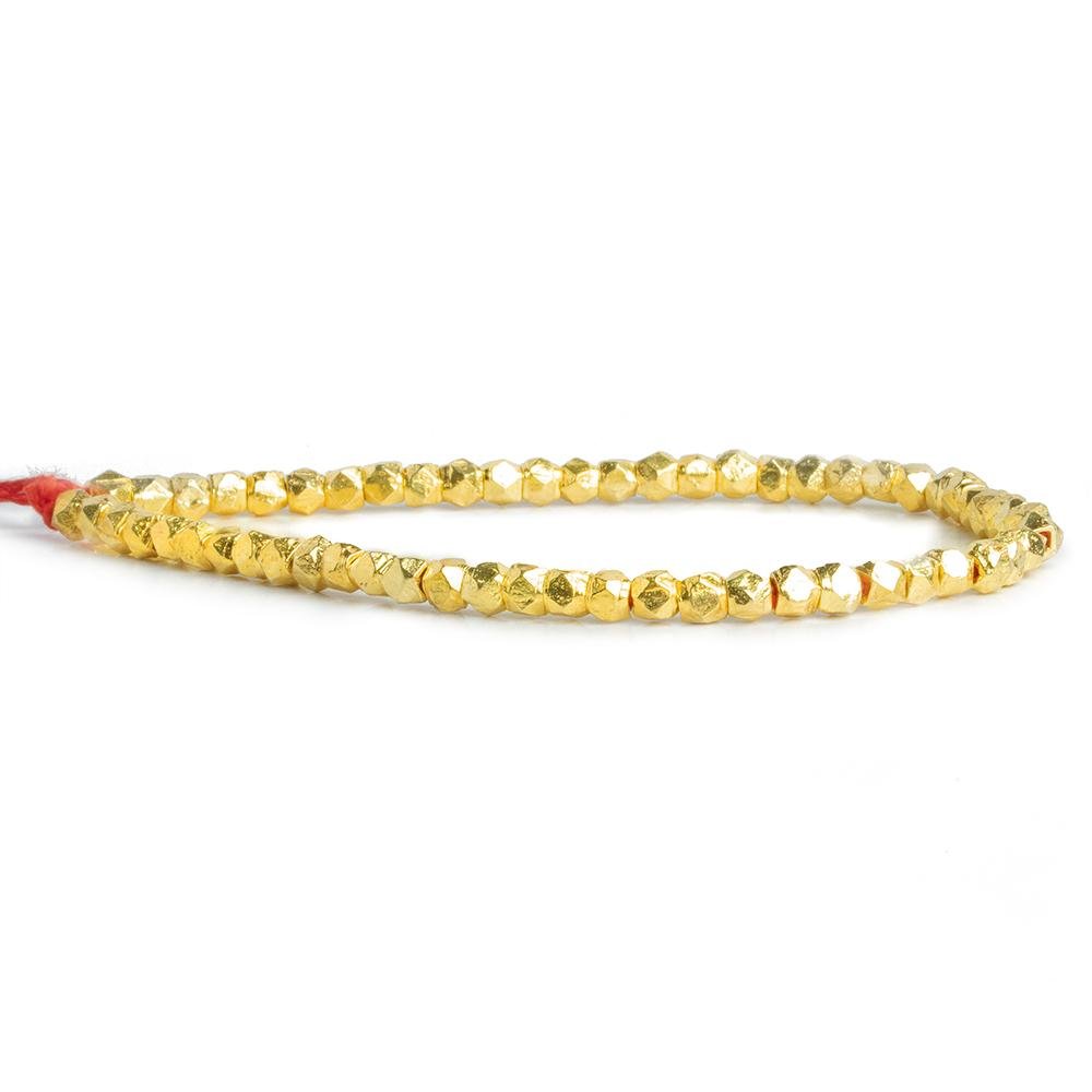 3.5mm 14kt Gold plated Copper Faceted Nugget Beads 8 inch 80 beads - Beadsofcambay.com