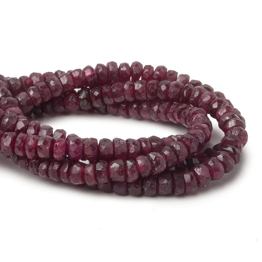 3.5mm - 4mm Ruby Faceted Rondelle 15 inch 180 beads - Beadsofcambay.com