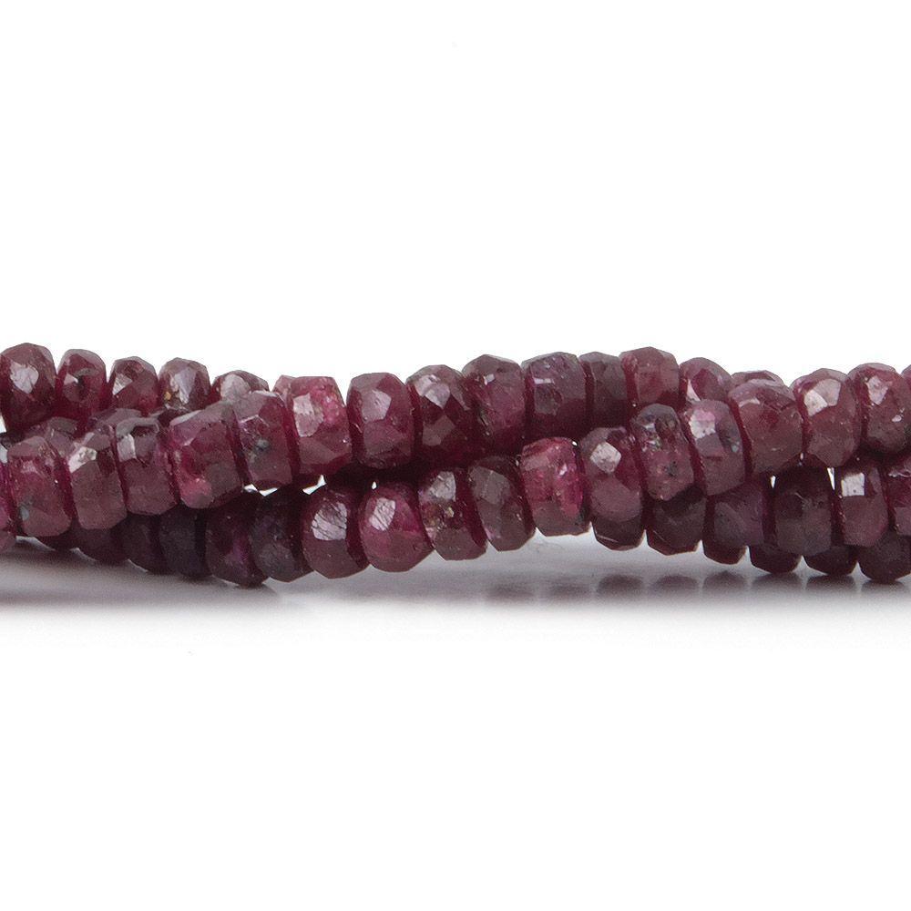 3.5mm - 4mm Ruby Faceted Rondelle 15 inch 180 beads - Beadsofcambay.com