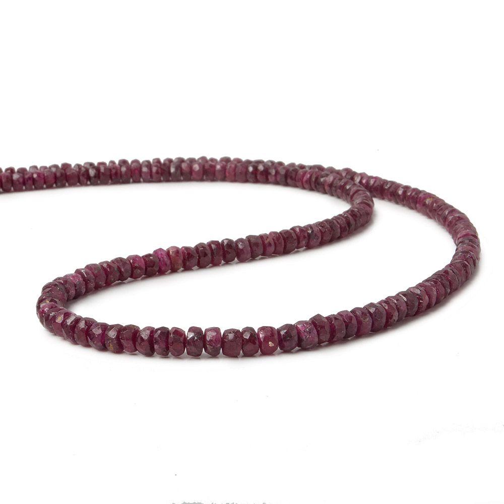 3.5mm - 4mm Ruby Faceted Rondelle 15 inch 180 beads - Beadsofcambay.com