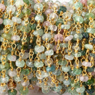 3.5mm Afghani Multi Color Tourmaline Faceted Rondelles on Vermeil Chain by the foot - Beadsofcambay.com