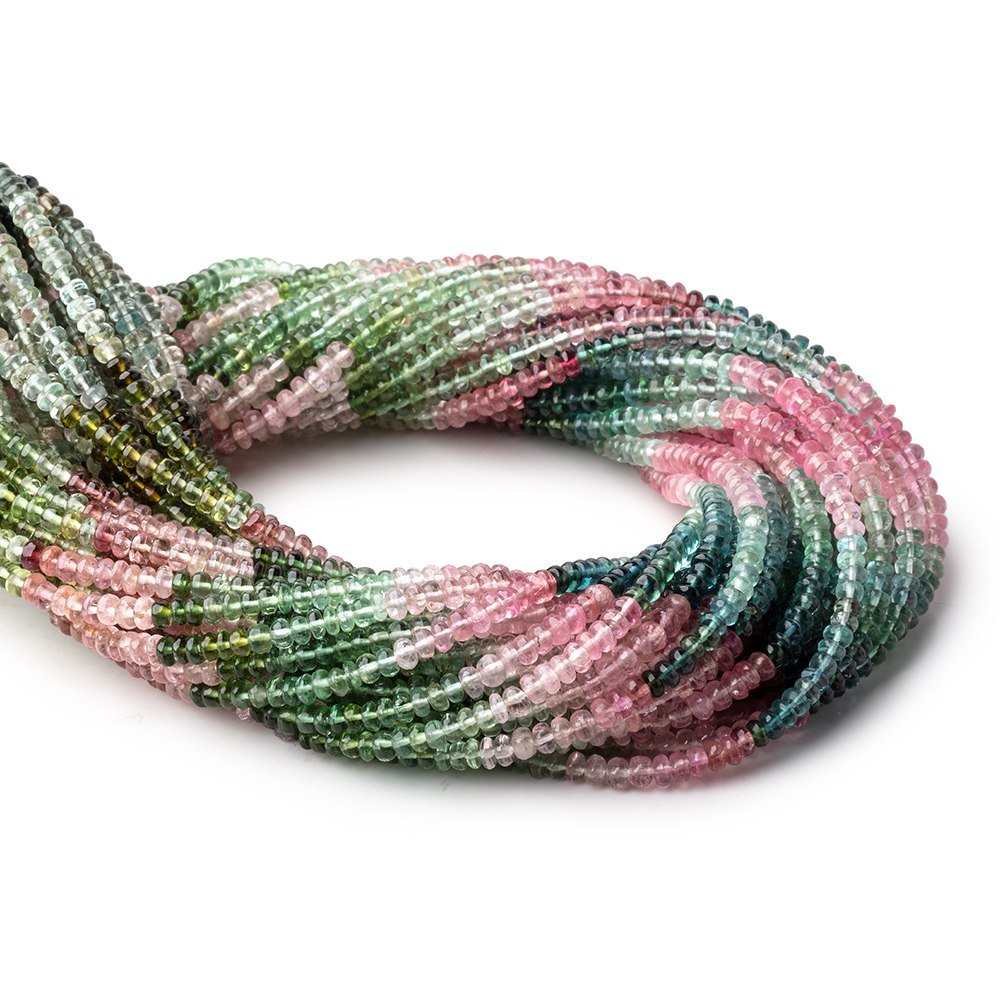 3.5mm Afghani Tourmaline Plain Rondelle Beads 14 inch 166 pieces AA - Beadsofcambay.com