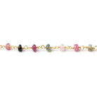 3.5mm Afghani Tourmaline Plain Rondelles on Vermeil Chain - Beadsofcambay.com