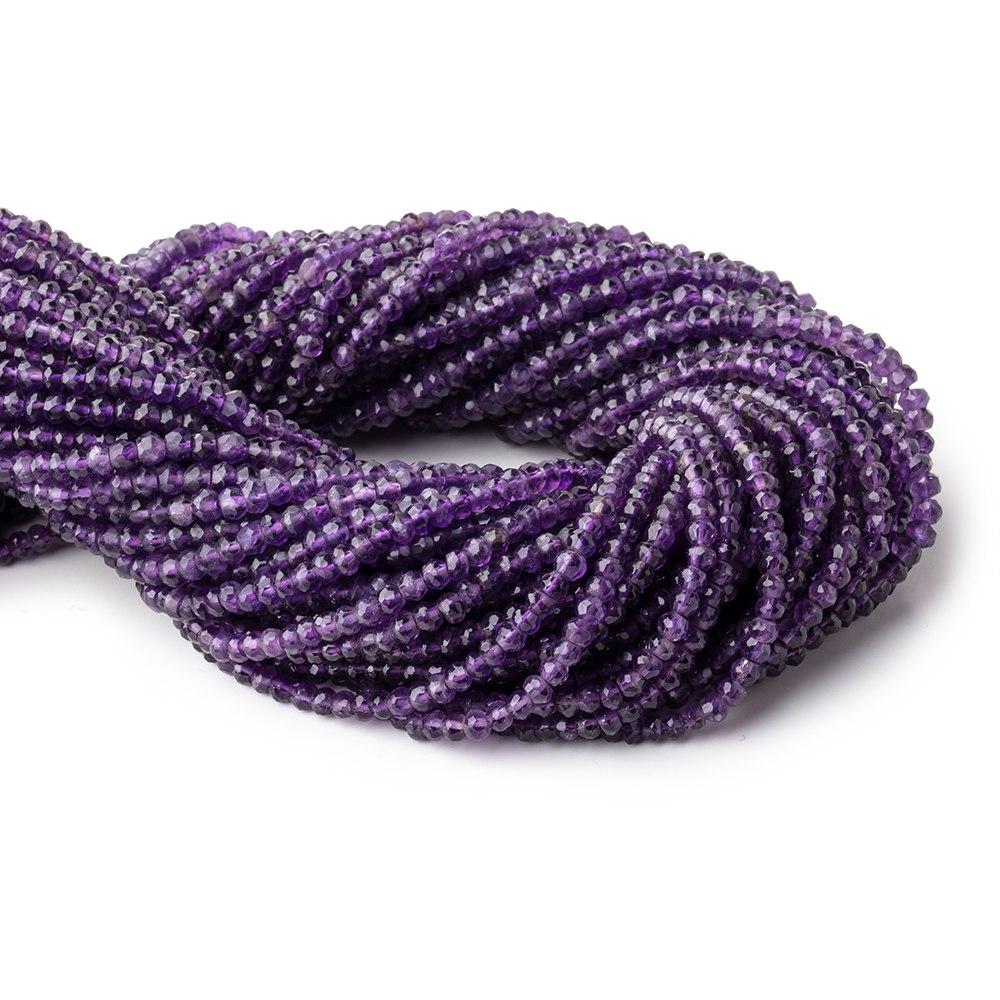 3.5mm Amethyst faceted rondelle beads 13 inch 130 pieces - Beadsofcambay.com