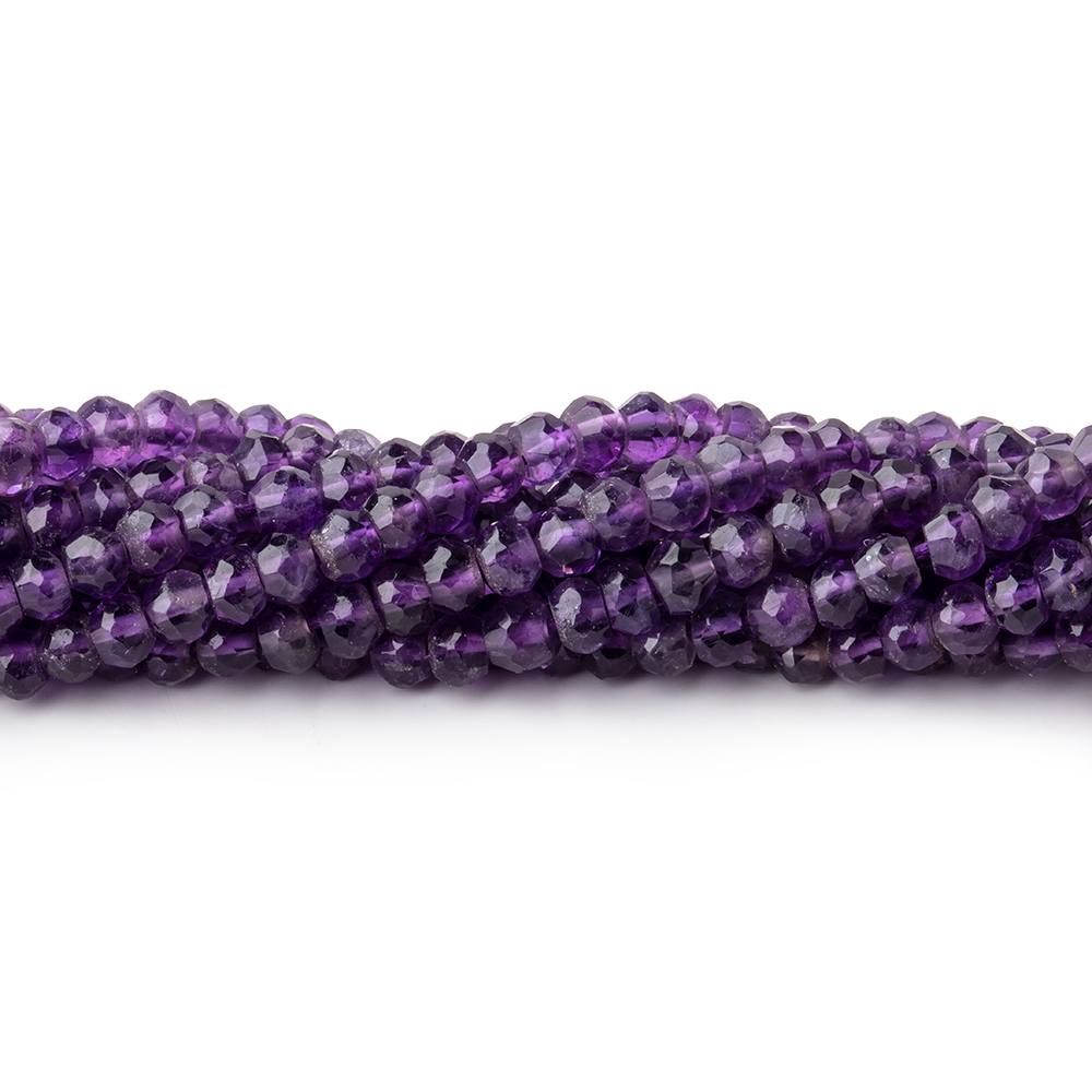 3.5mm Amethyst faceted rondelle beads 13 inch 130 pieces - Beadsofcambay.com