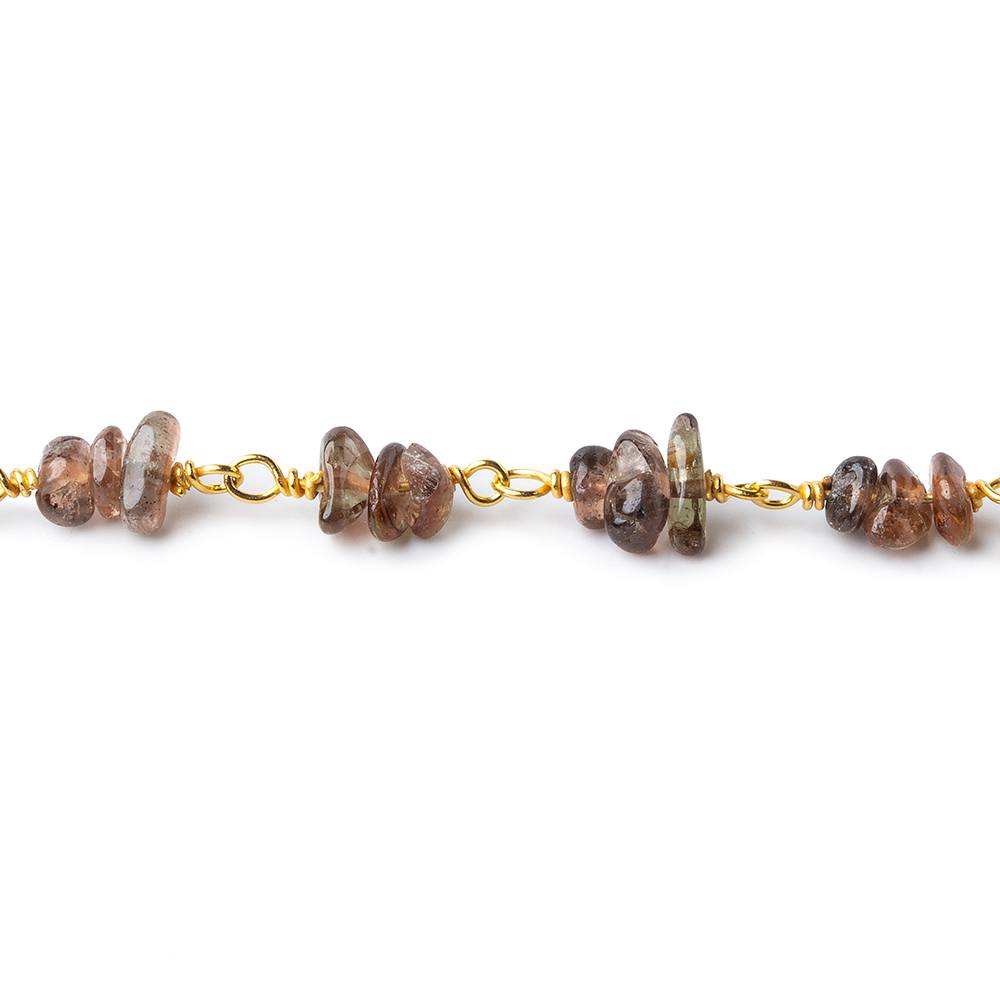 3.5mm Andalusite plain nugget Trio Vermeil Chain by the foot 81 beads per - Beadsofcambay.com