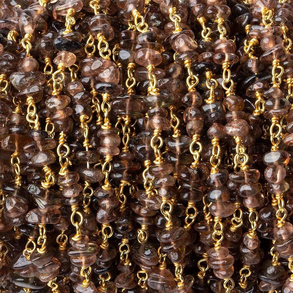 3.5mm Andalusite plain nugget Trio Vermeil Chain by the foot 81 beads per - Beadsofcambay.com