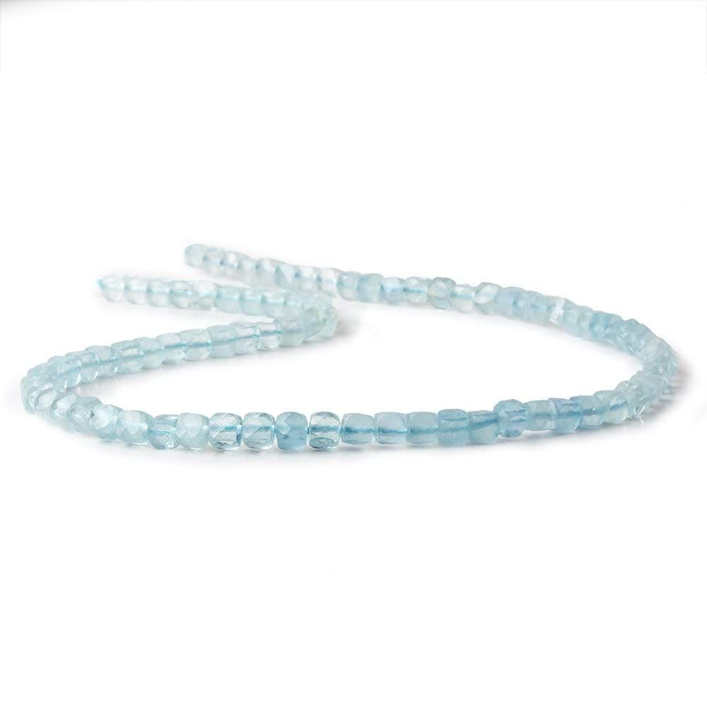 3.5mm Aquamarine micro faceted cubes 12.5 inch 80 pieces A - Beadsofcambay.com