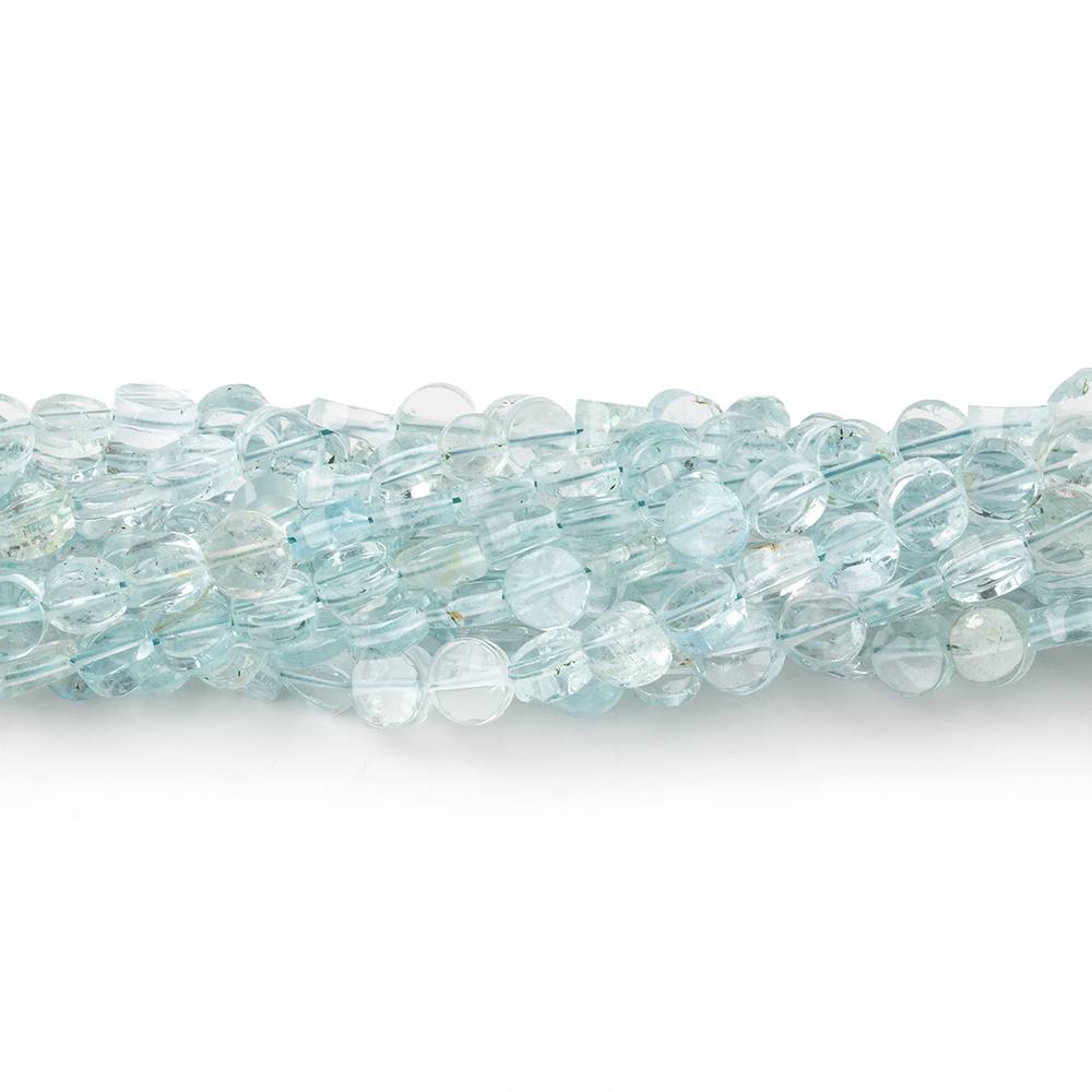 3.5mm Aquamarine Plain Coin Beads 16 inch 114 pieces - Beadsofcambay.com