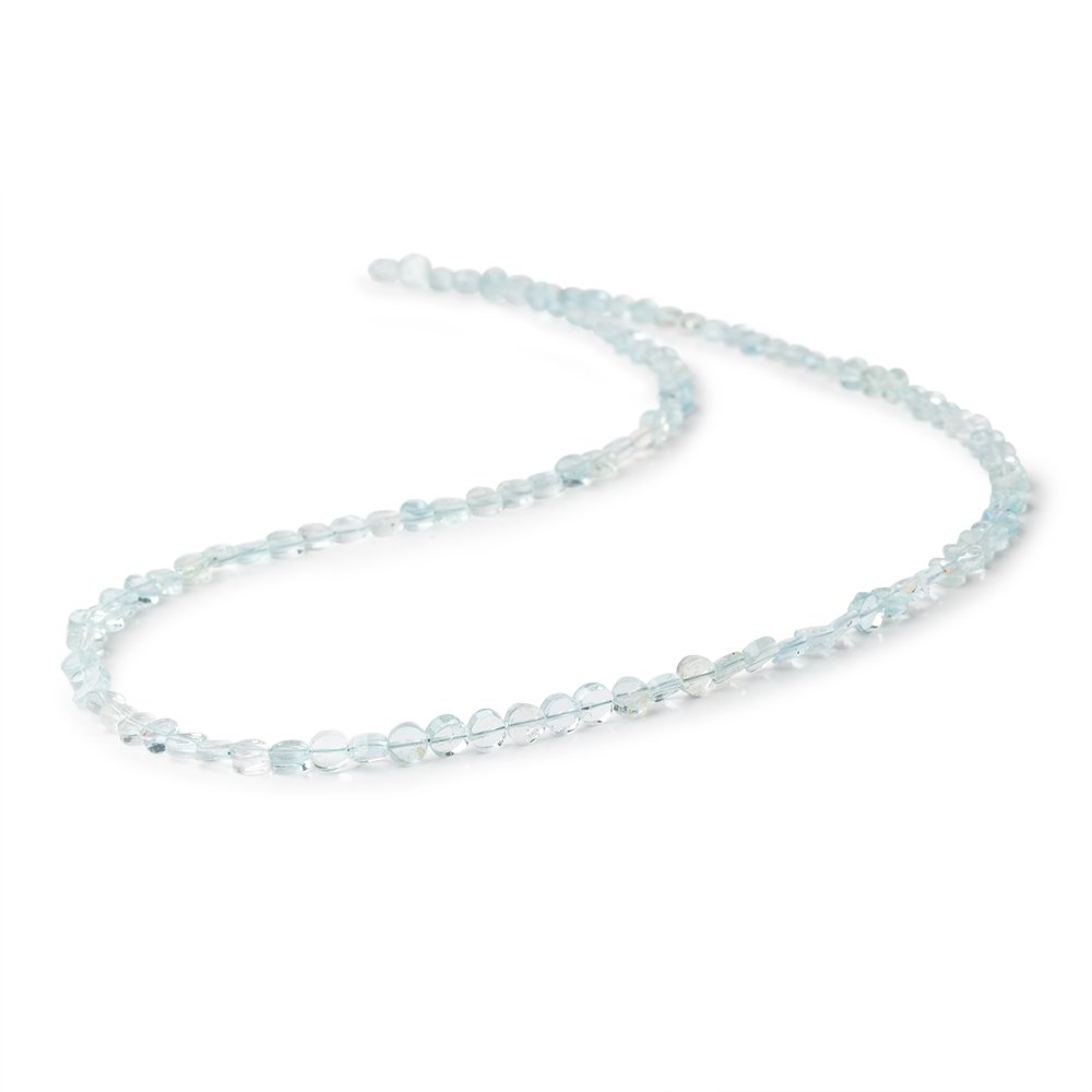 3.5mm Aquamarine Plain Coin Beads 16 inch 114 pieces - Beadsofcambay.com
