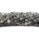3.5mm Black Tourmalinated faceted round beads 13 inch 87 pieces - Beadsofcambay.com