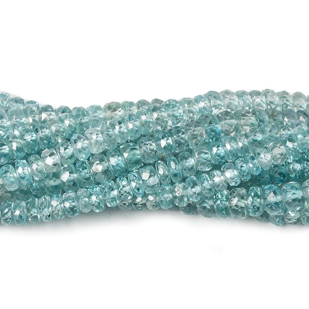3.5mm Blue Zircon faceted rondelle beads 16 inch 195 pieces AA - Beadsofcambay.com