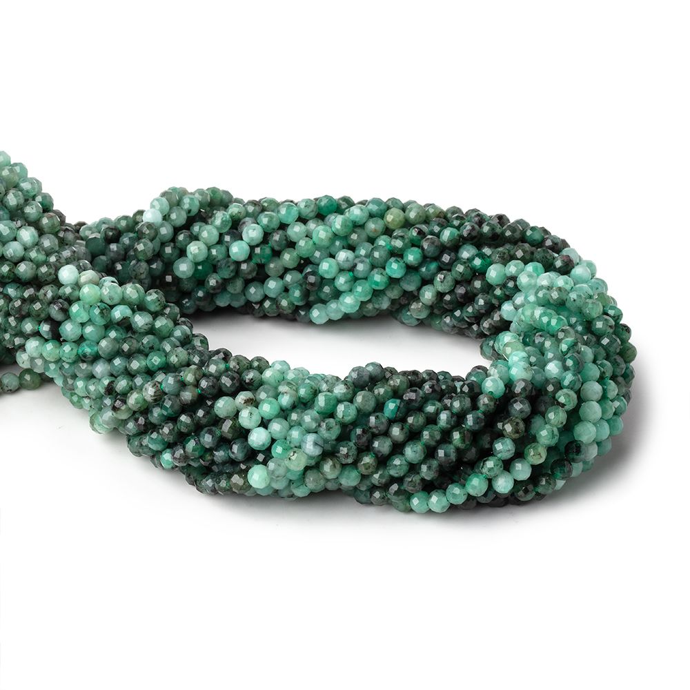 3.5mm Brazilian Emerald Micro Faceted Round Beads 12.5 inch 100 pieces - Beadsofcambay.com