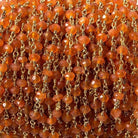 3.5mm Carnelian faceted rondelle Gold plated Chain by the foot 39 pieces - Beadsofcambay.com