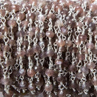 3.5mm Chocolate Moonstone faceted rondelle Silver plated Chain by the foot 37pcs - Beadsofcambay.com