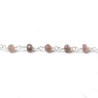 3.5mm Chocolate Moonstone faceted rondelle Silver plated Chain by the foot 37pcs - Beadsofcambay.com