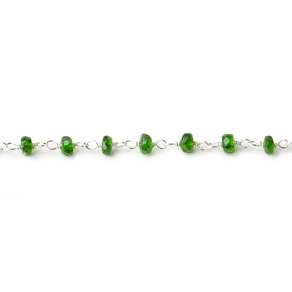 3.5mm Chrome Tourmaline faceted rondelle Silver .925 Chain by the foot - Beadsofcambay.com