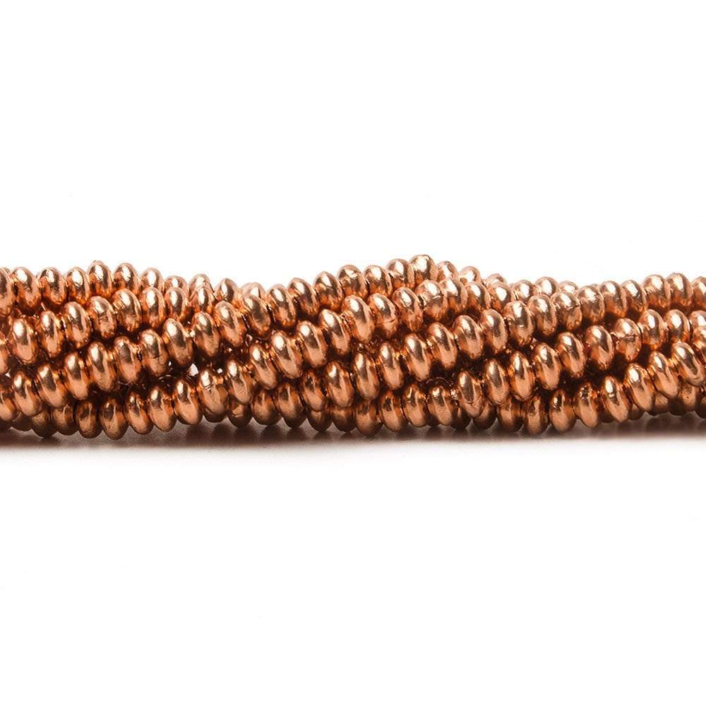 3.5mm Copper Rondelle 8 inch 102 pcs - Beadsofcambay.com