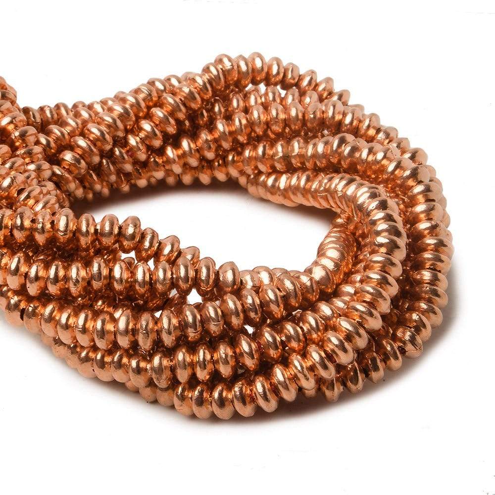3.5mm Copper Rondelle 8 inch 102 pcs - Beadsofcambay.com