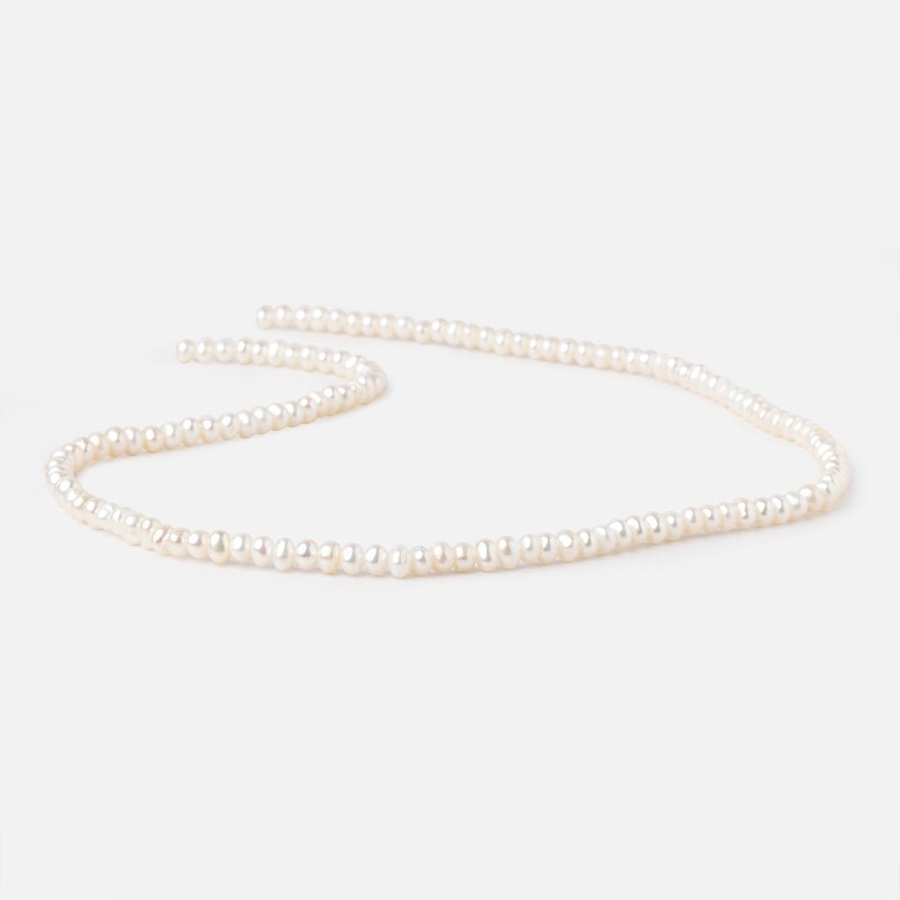 3.5mm Creamy White Off Round Freshwater Pearls 14 inch 132 Beads - Beadsofcambay.com
