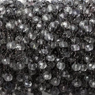 3.5mm Crystal Quartz faceted rondelle Black Gold Chain by the foot 36 pieces - Beadsofcambay.com
