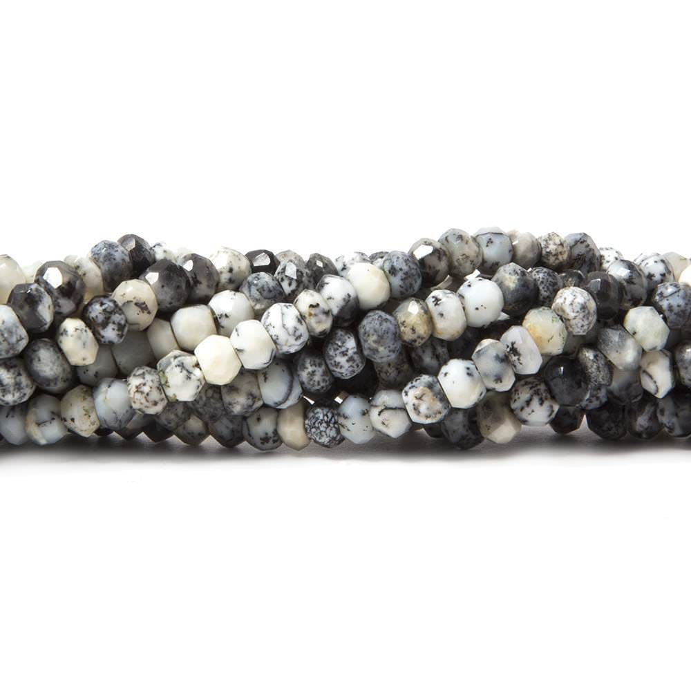 3.5mm Dendritic Opal faceted rondelles 13.5 inches 121 beads - Beadsofcambay.com