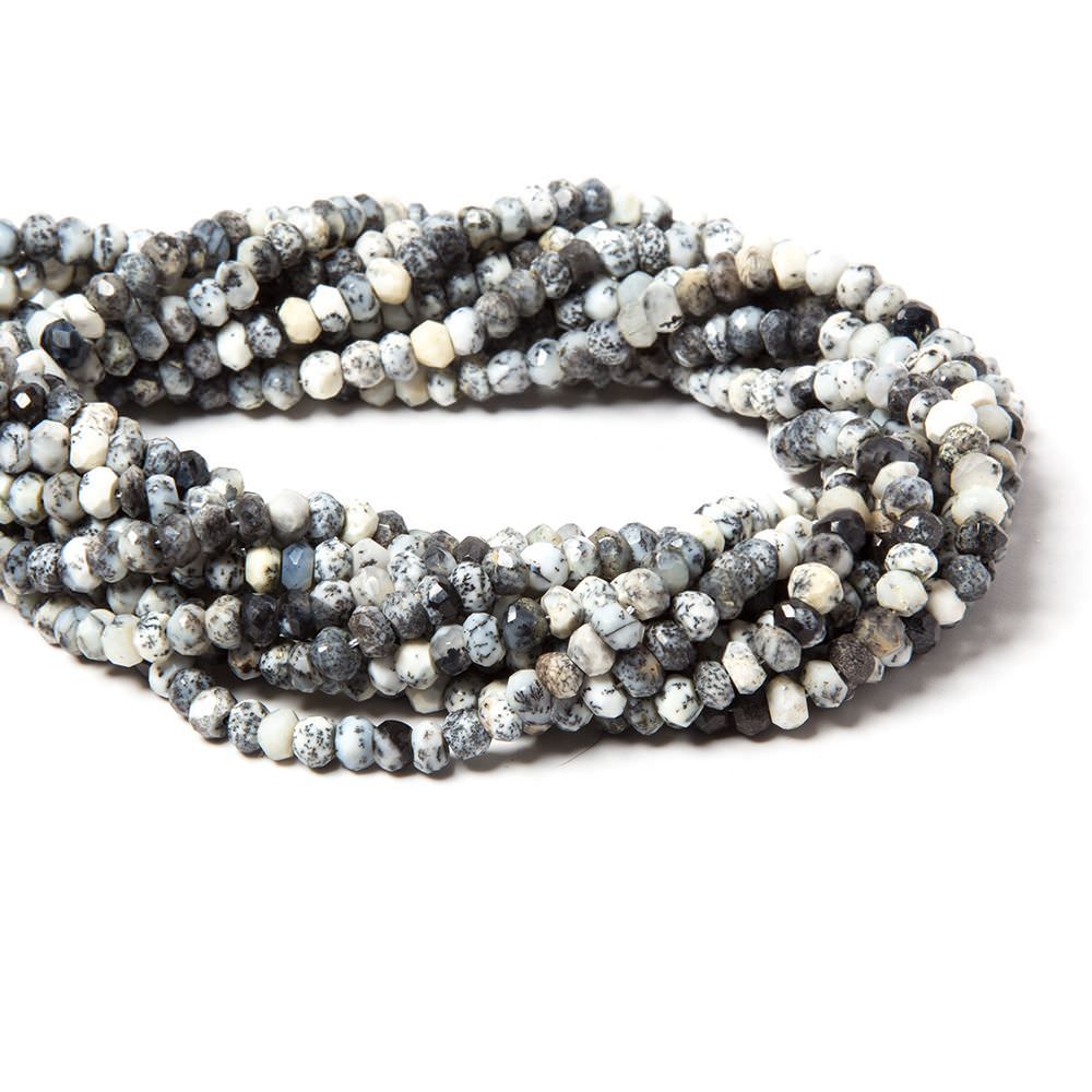 3.5mm Dendritic Opal faceted rondelles 13.5 inches 121 beads - Beadsofcambay.com