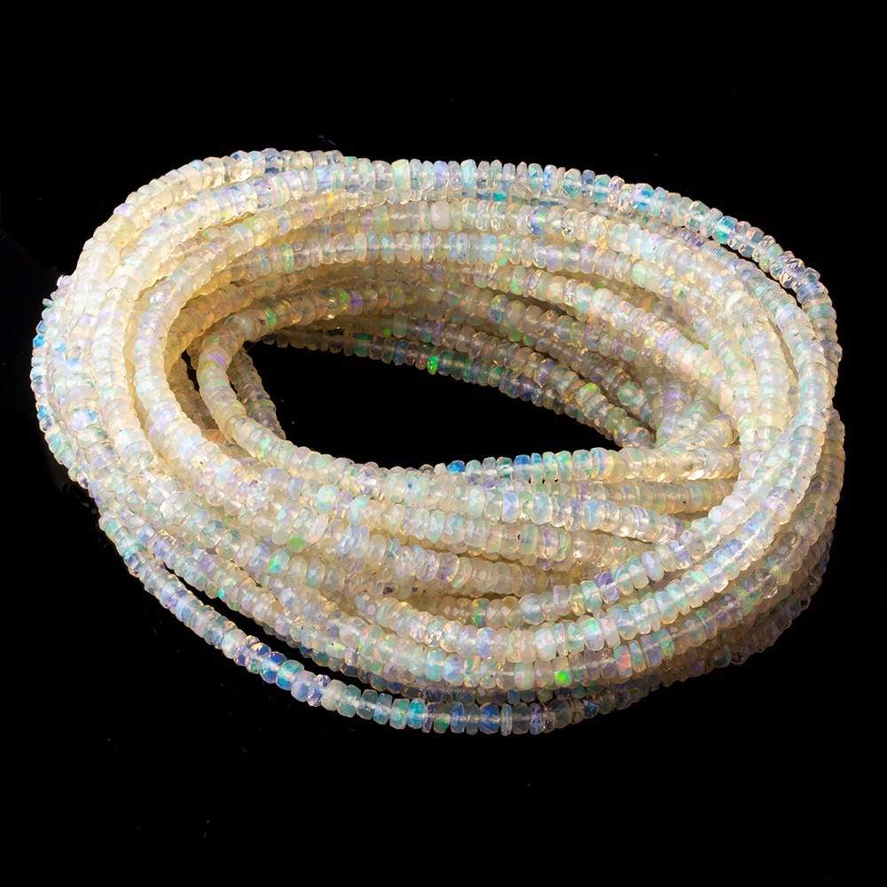 3.5mm Ethiopian Opal faceted rondelles 17.5 inch 260 beads - Beadsofcambay.com