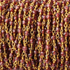 3.5mm Garnet Micro Faceted Rondelles on Gold Plated Chain - Beadsofcambay.com