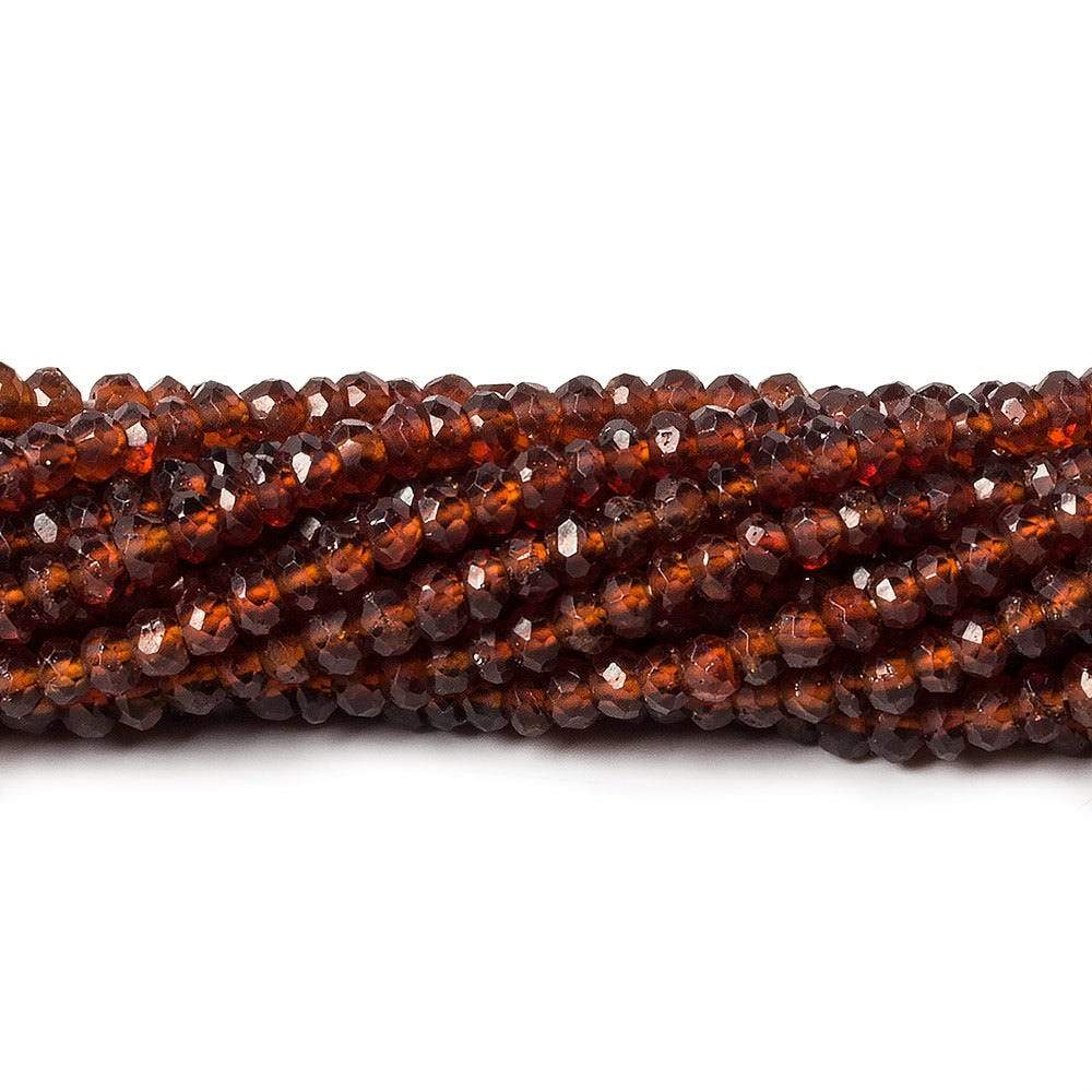 3.5mm Hessonite Garnet faceted rondelle beads 13 inch 135 pieces - Beadsofcambay.com