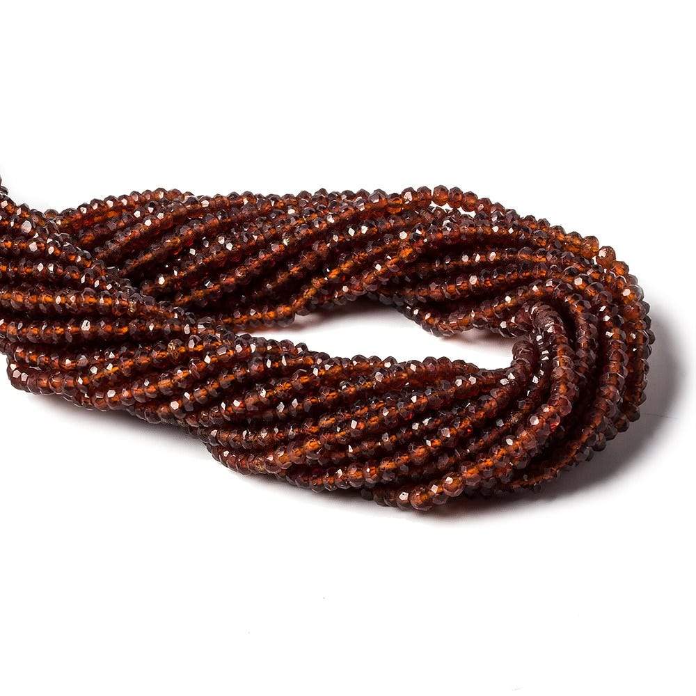 3.5mm Hessonite Garnet faceted rondelle beads 13 inch 135 pieces - Beadsofcambay.com