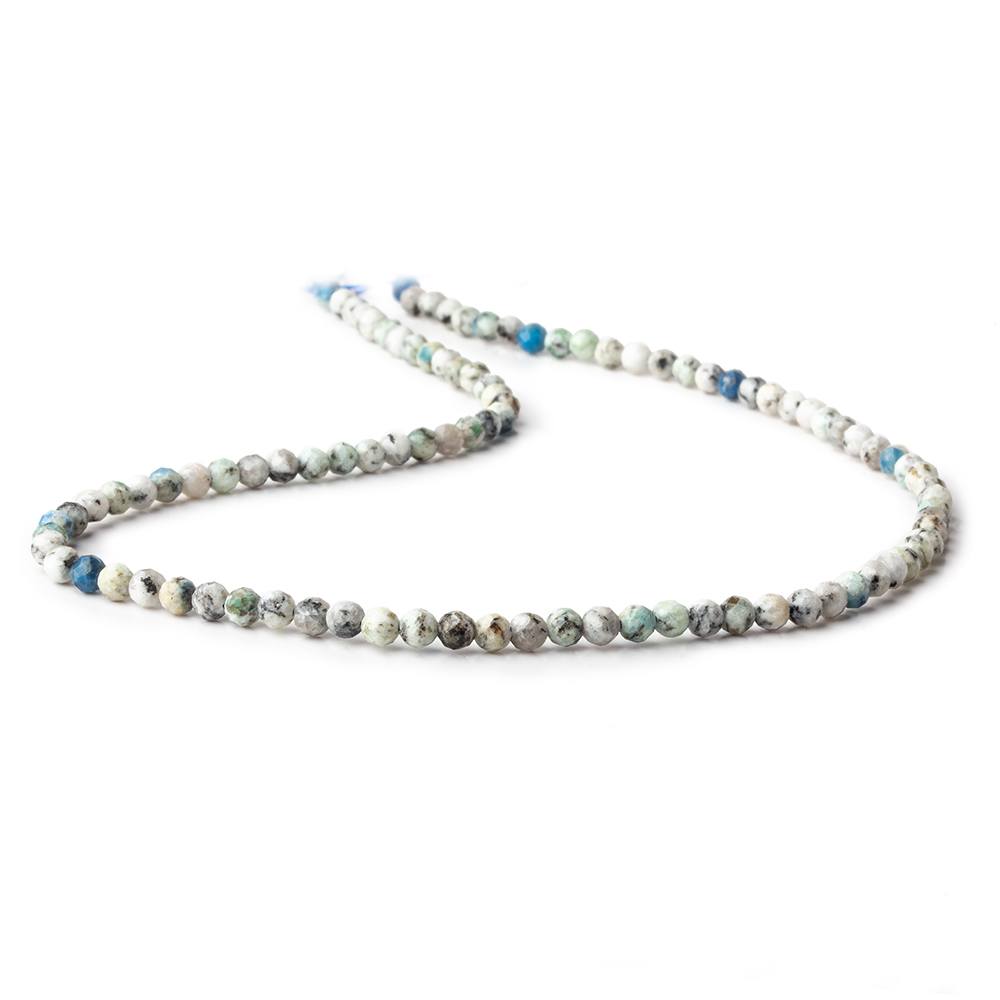 3.5mm K2 Azurite Granite "K2 Jasper" micro faceted rounds 12.5 inch 97 beads - Beadsofcambay.com