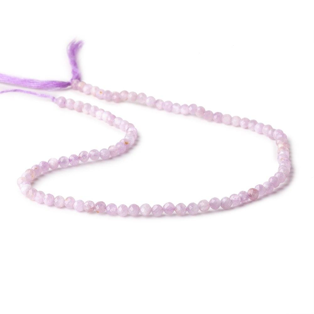 3.5mm Kunzite Micro Faceted Round Beads 12.5 inch 93 pieces - Beadsofcambay.com