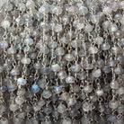 3.5-4mm Labradorite faceted rondelle .925 Silver Chain by the foot - Beadsofcambay.com