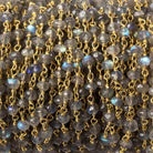 3.5mm Labradorite faceted rondelle Vermeil Chain by the foot - Beadsofcambay.com