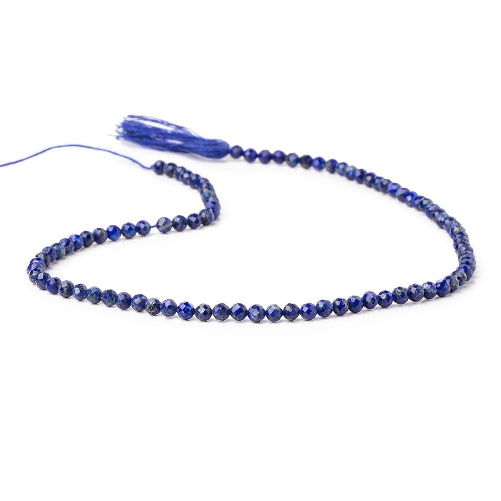 3.5mm Lapis Lazuli Micro Faceted Round Beads 12.5 inch 90 pieces - Beadsofcambay.com