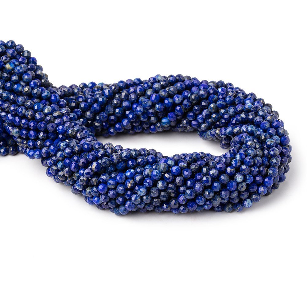 3.5mm Lapis Lazuli Micro Faceted Round Beads 12.5 inch 90 pieces - Beadsofcambay.com