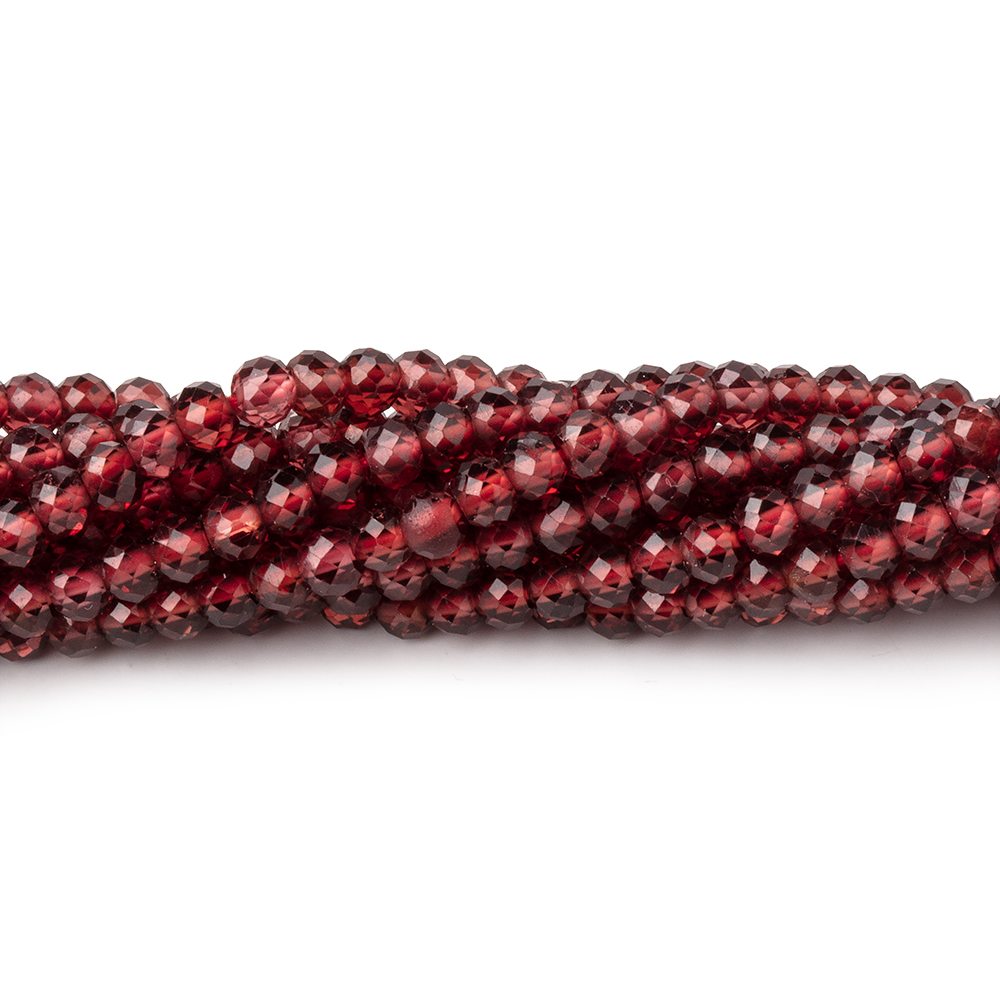 3.5mm Mozambique Garnet Micro Faceted Rondelle Beads 12.5 inch 114 pieces - Beadsofcambay.com