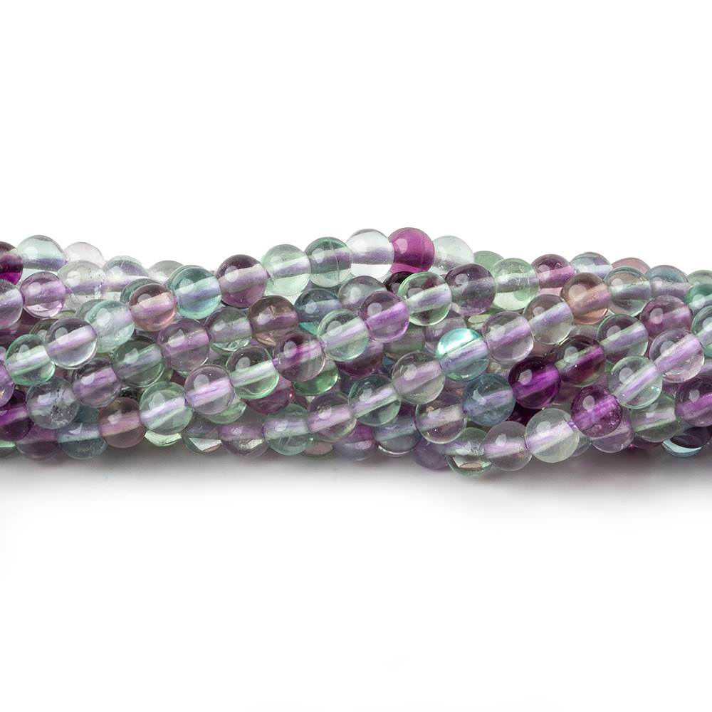 3.5mm Multi Color Fluorite plain round beads 15.5 inch 125 pieces AA - Beadsofcambay.com