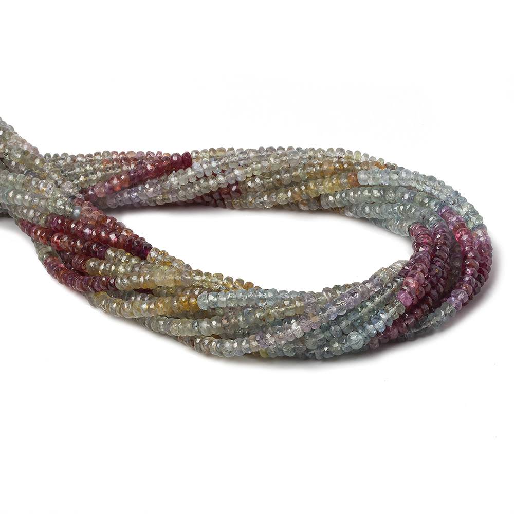 3.5mm Multi Color Sapphire faceted rondelle beads 14 inch 185 pieces - Beadsofcambay.com
