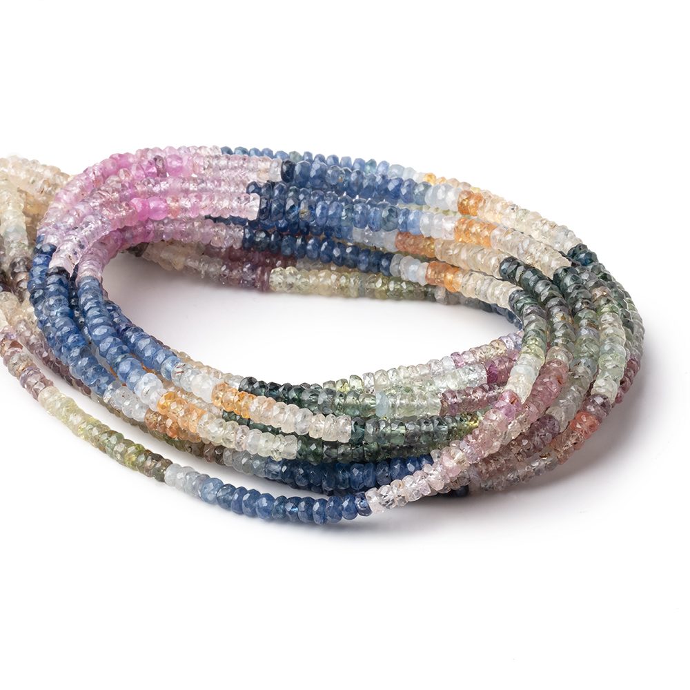 3.5mm Multi Color Sapphire Faceted Rondelle Beads 17 inch 260 pieces A - Beadsofcambay.com