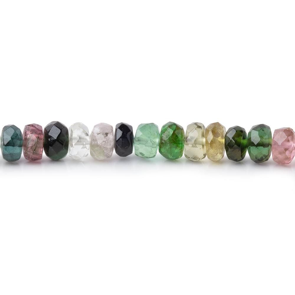 3.5mm Multi Color Tourmaline Faceted Rondelle Beads 16 inch 185 pieces - Beadsofcambay.com