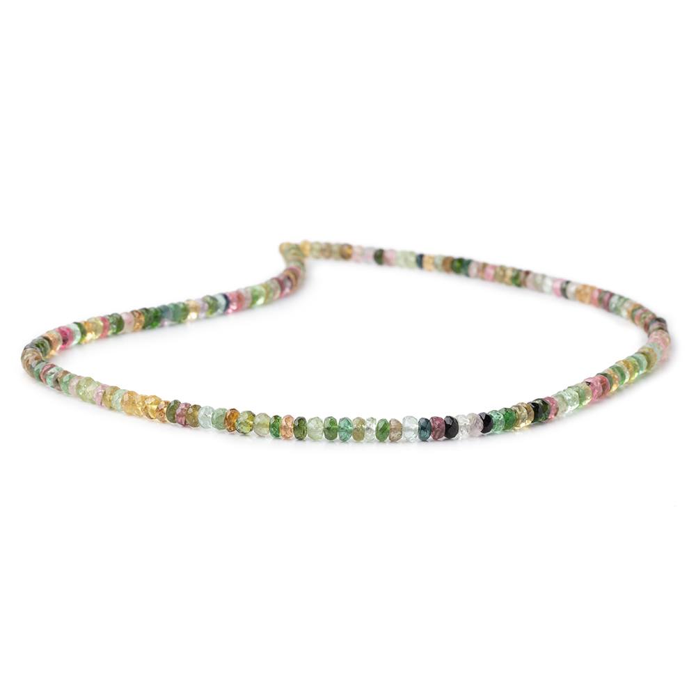 3.5mm Multi Color Tourmaline Faceted Rondelle Beads 16 inch 185 pieces - Beadsofcambay.com