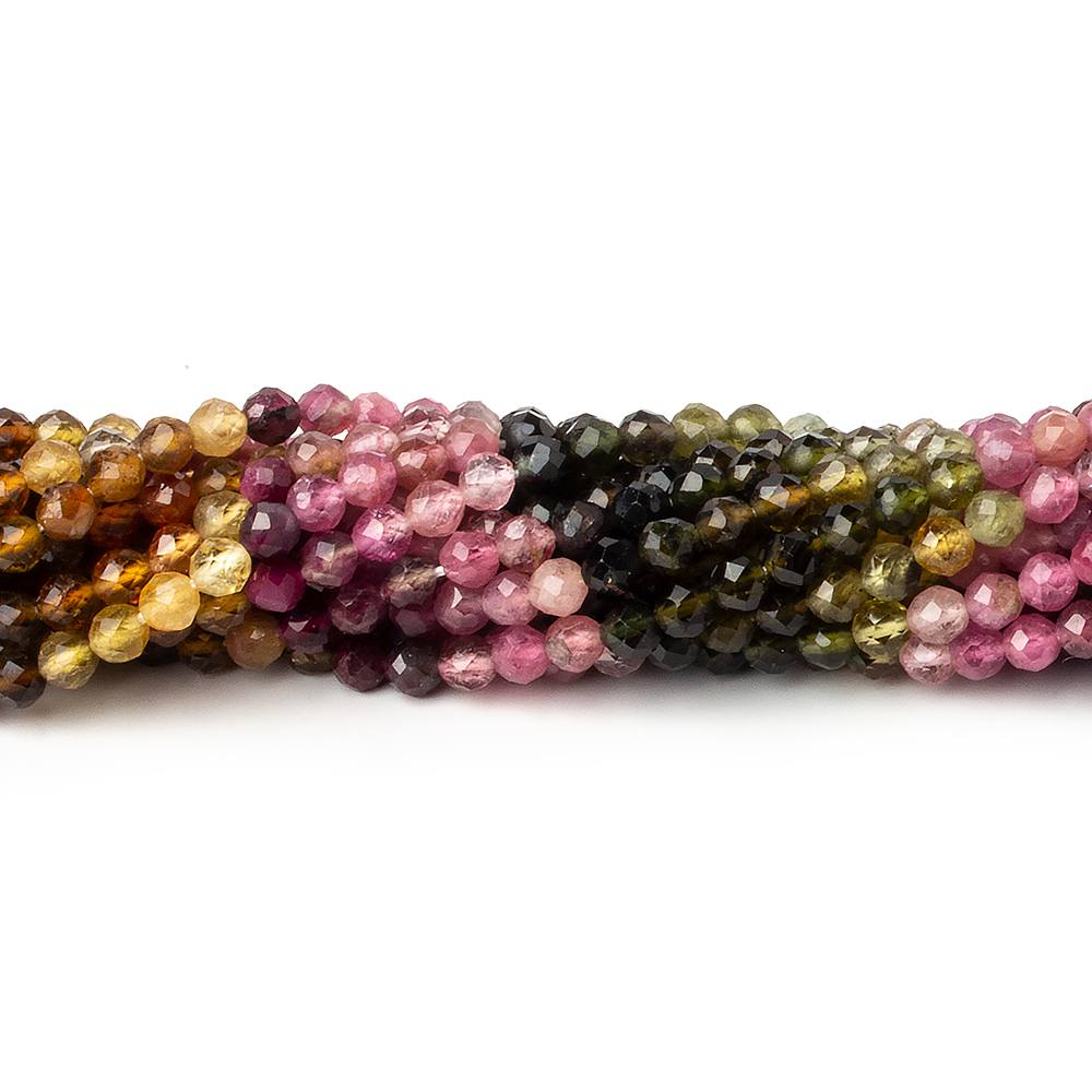 3.5mm Multi Color Tourmaline micro faceted round beads 12.5 inch 95 pieces AAA - Beadsofcambay.com